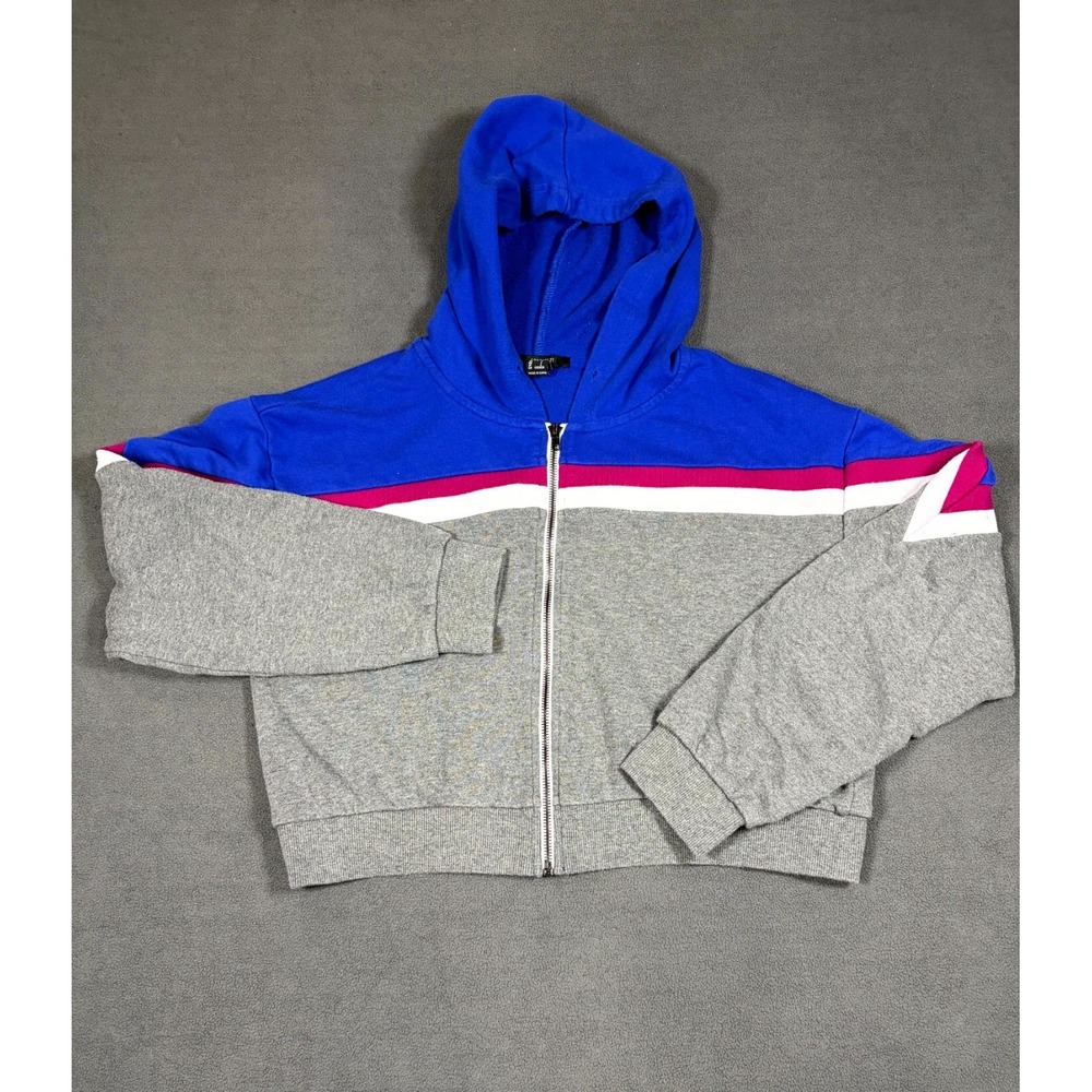 Forever 21 Hoodie Womens Large Multicolor Cotton French Terry Full Zip Cropped
